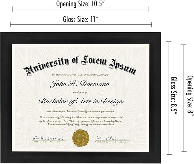 Americanflat 8.5x11 Diploma Frame in Black with Shatter Resistant Glass - Horizontal and Vertical Formats for Wall and Tabletop