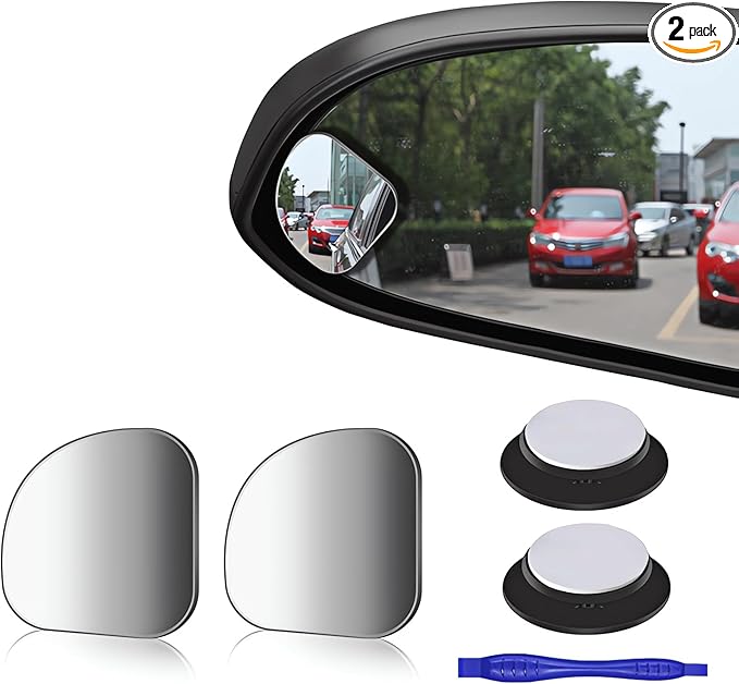 2 pcs Blind Spot Mirrors, HD Glass Convex 360° Wide Angle Side Rear View Mirror with ABS Housing for Cars SUV and Trucks