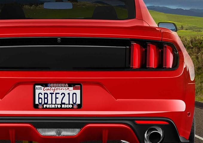1PCS Boricua Puerto Rico Frog License Plate Frame Holder - 2 Holes Black Auto Universal Aluminum Matte Car Tag Holder Covers with Sticker & Screws for Men
