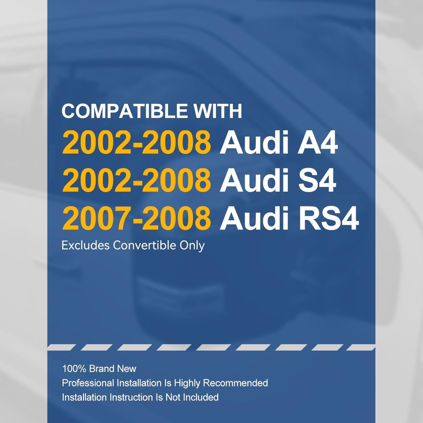 Auto Dynasty 4Pcs Carbon Fiber Pattern Window Visors Compatible with 2002-2008 Audi A4 S4 RS4, Tape-On Front & Rear Window Deflectors Rain Guards Sun Air Side Vent Shade, Exc Convertible, Glossy Black