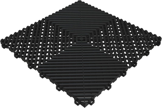 Multifunctional Interlocking Modular Garage Floor Tiles, Non-Slip Interlocking Polypropylene Floor Tiles, 15.7'' x 15.7'' x 0.7''(Thickness) Flooring Tile(40 Pack), Black