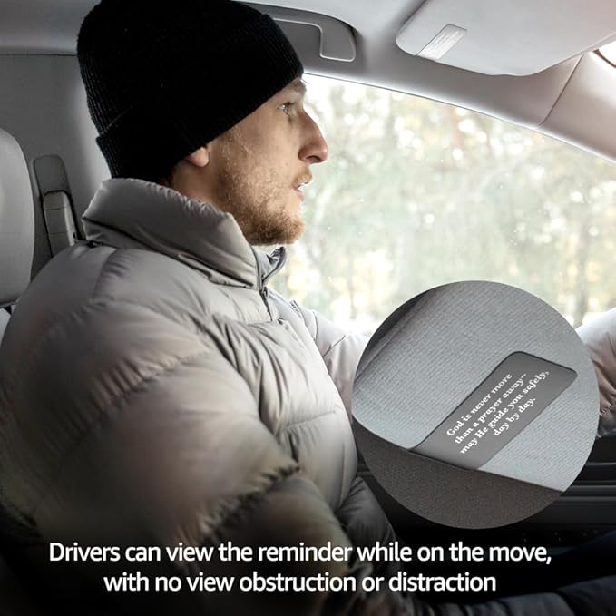 God is Never More Than A Prayer Away Black Engraved Stainless Steel Car Visor Clip, Religious Visor Clips for Cars, New Driver Gifts, Safety Prayer Thank You Gifts for Dad Mom Family Friend