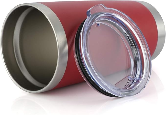 8 pack 20 OZ Double Wall Stainless Steel Vacuum Insulated Tumbler Coffee Travel Mug With Lid, Durable Powder Coated Insulated Coffee Cup for Cold & Hot Drinks (Red, 8 pack)