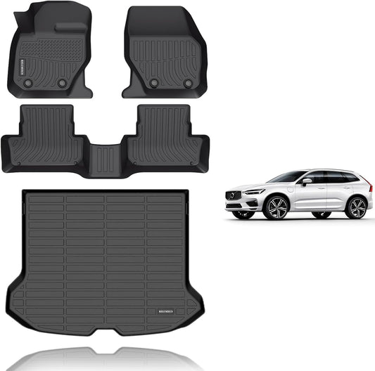 KELCSEECS® Floor Mats & Cargo Liner Custom for 2010-2017 Volvo XC60 All Weather Protection TPE Floor Liners Front& Rear Row Full Set Volvo XC60 Accessories Black