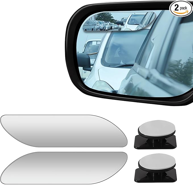 2 pcs Blind Spot Mirrors, HD Glass Convex 360° Wide Angle Side Rear View Mirror with ABS Housing for Cars SUV and Trucks