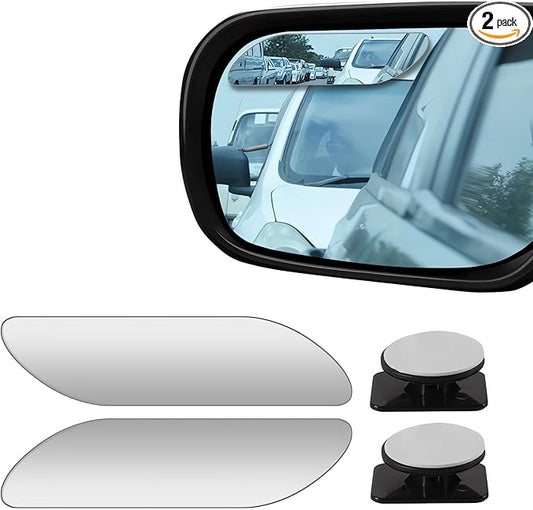 2 pcs Blind Spot Mirrors, HD Glass Convex 360° Wide Angle Side Rear View Mirror with ABS Housing for Cars SUV and Trucks