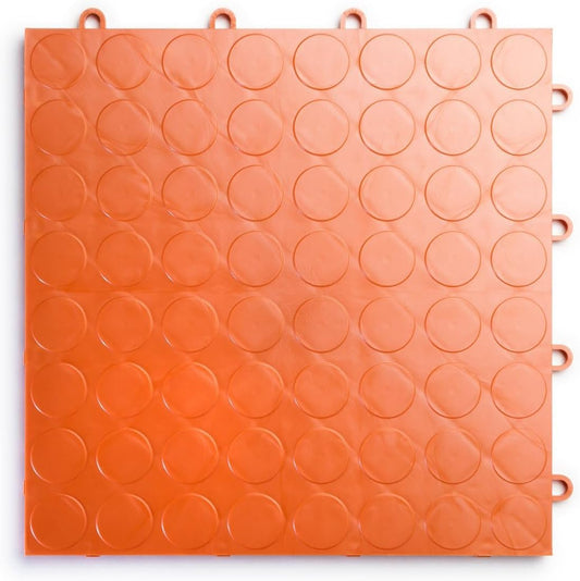 Big Floors RaceDeck CircleTrac, Interlocking Non-Slip Garage Flooring Tile, Durable, Modular, Heavy-Duty Copolymer, Easy Install (Orange, 24 Pack of 12 x 12" Tiles)
