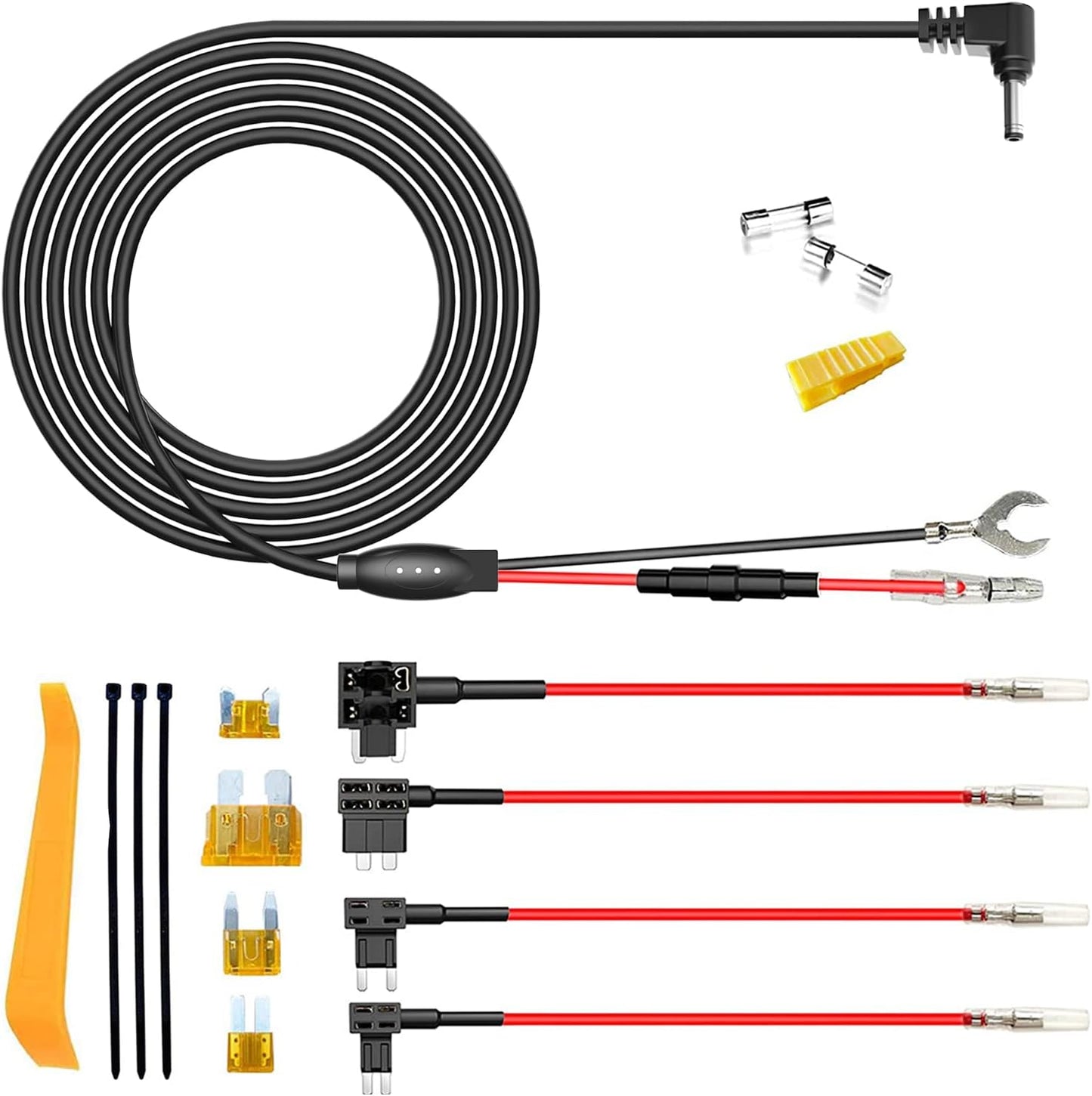 Radar Detector Rearview Mirror Rod Mounting Bracket and Radar Direct Power Cord Hardwired Kit and Fuse Tap(for Cobra Radar Models)