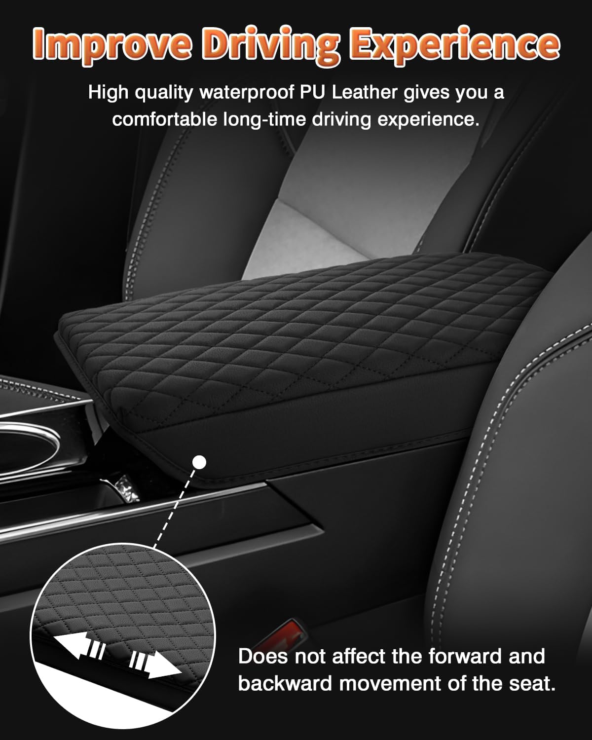 Shademax Center Console Cover for Chevy Equinox 2025 2026 Accessories, 2025 Chevrolet Equinox Armrest Cover Cushion Pad Middle Console Armrest Seat Box Protector PU Leather Anti-Scratch Black