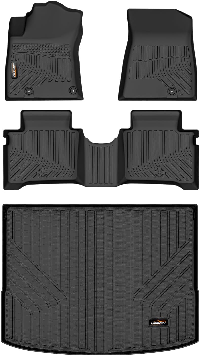 Binmotor-Floor Mats & Cargo Liner for Kia NIRO/NIRO Hybrid 2023-2025 (Not for PHEV or EV), 2 Rows with Cargo Mat Set for Kia NIRO,TPE Rubber Liners Accessories Mats Trunk Mat