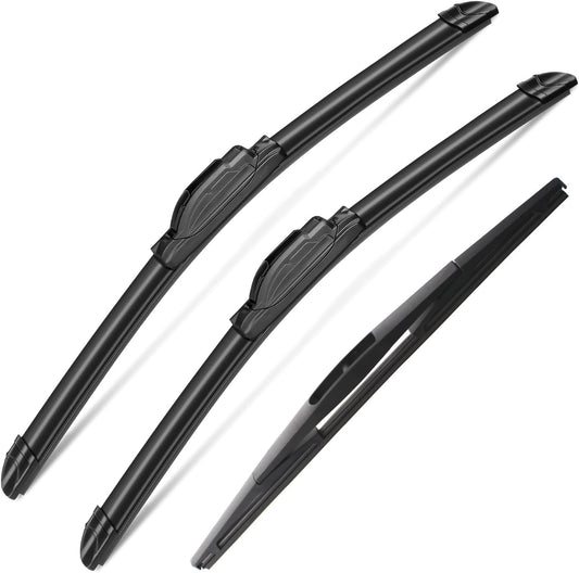 3 Wipers Set for Suzuki SX4 2007-2013, Windshield Wiper Blades Original Equipment Replacement Front and Rear- 26"/14"/10B" (Pack of 3) J- HOOK