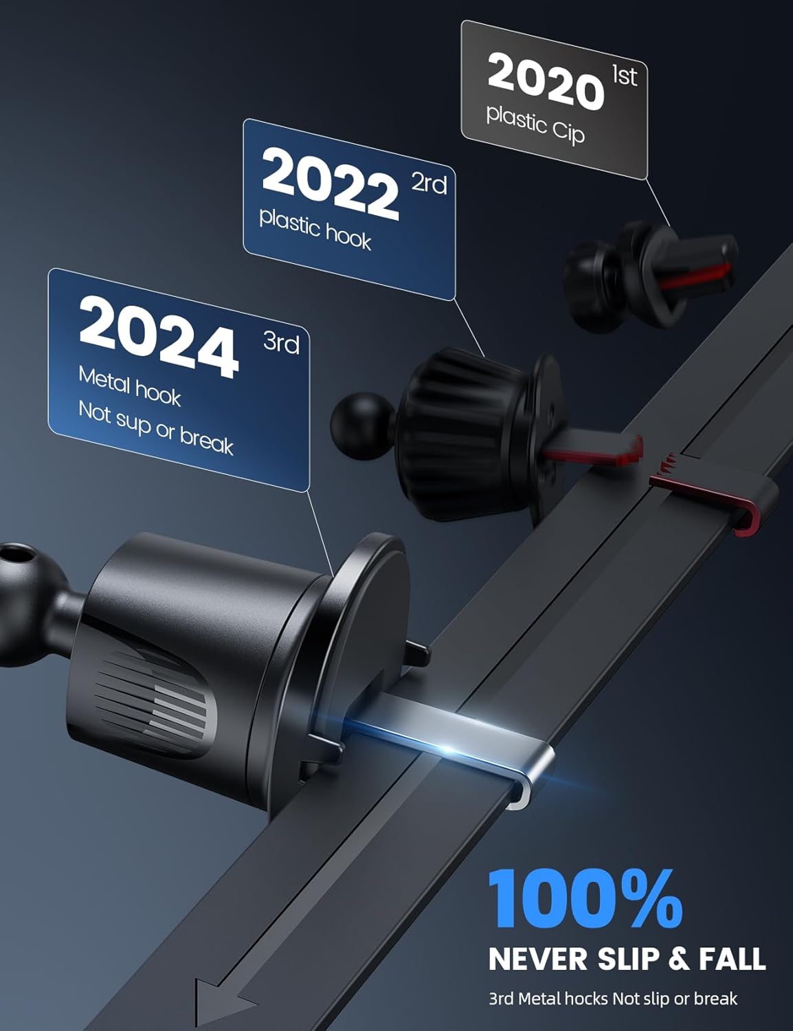 Lamicall 2025 Wider Clamp & Metal Hook Car Phone Holder Vent [Thick Cases Friendly] Phone Holders for Your Car Mount Automobile Hands Free Cradle Air Vent for iPhone 16 15 14 13 Pro Max Smartphone