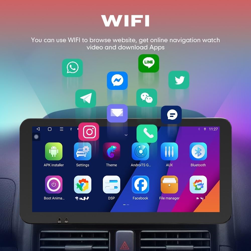 Kunfine Car CarPlay Android Auto Navigation Stereo GPS Radio Reverse Camera Display 10.33" QLED Touchscreen Headunit Tablet Pad Media Player For Peugeot 301 13-22 if Applicable Octa Core 4G+64G Silver