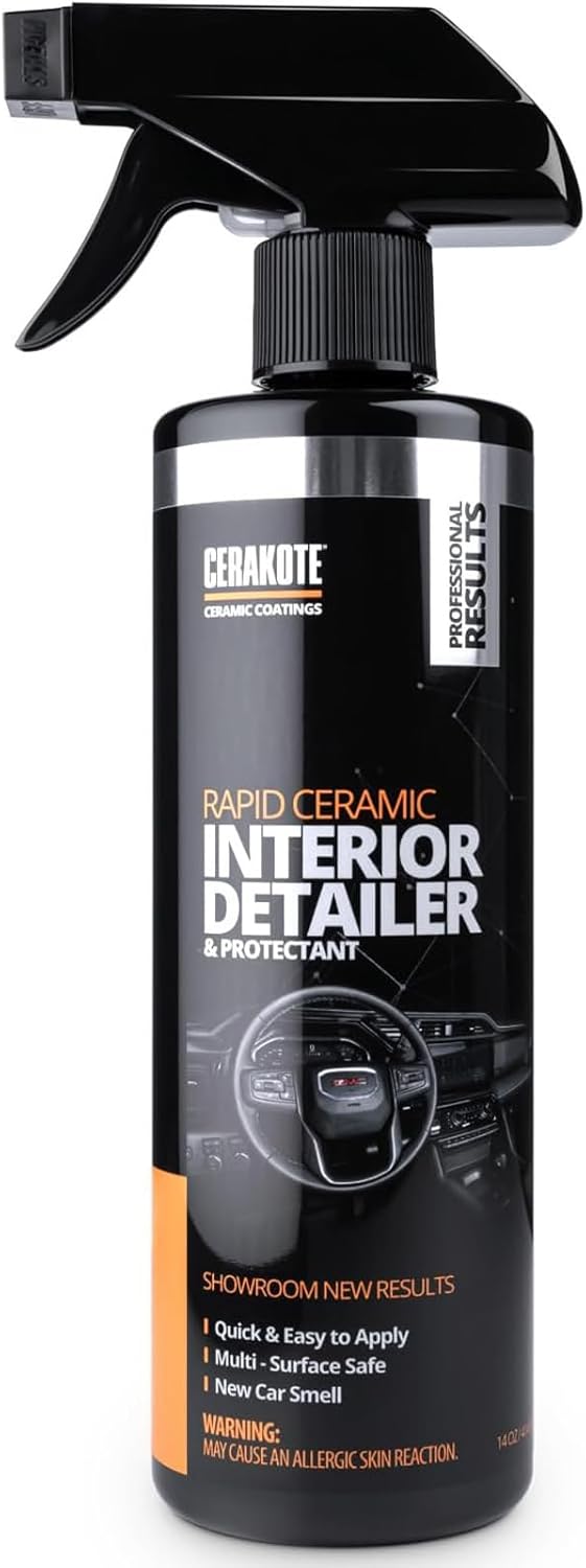 CERAKOTE Rapid Ceramic Interior Detailer and Protectant (14 fl oz.) – Quick and Easy – Multi-Surface Safe – Interior Car Cleaner Spray – Dry to the Touch – Clean and Protect Your Car, Truck, or SUV