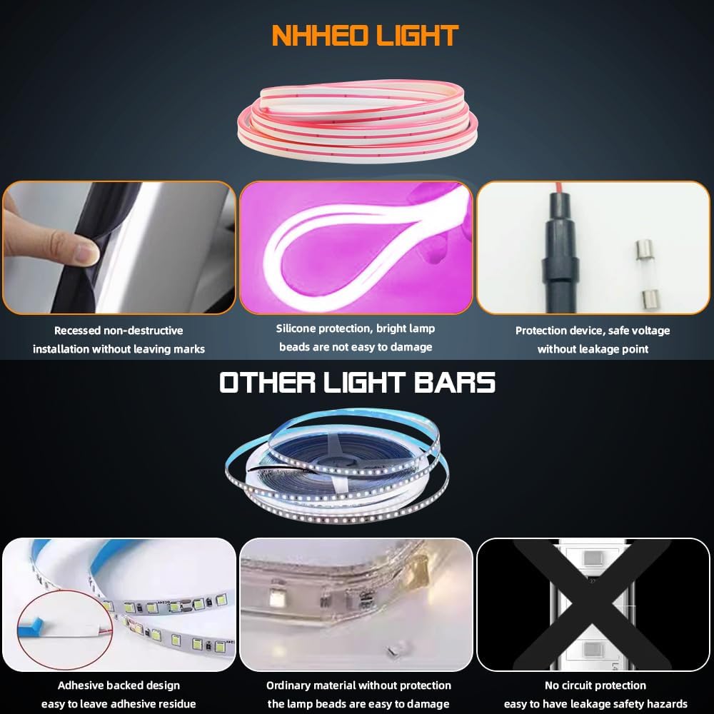Car LED Strip Light For Trunk, 158Inch IP67 Silicone Waterproof Neon Light Strip Embedded, Flexible Cutting Universal Auto Interior Lights(Pink)