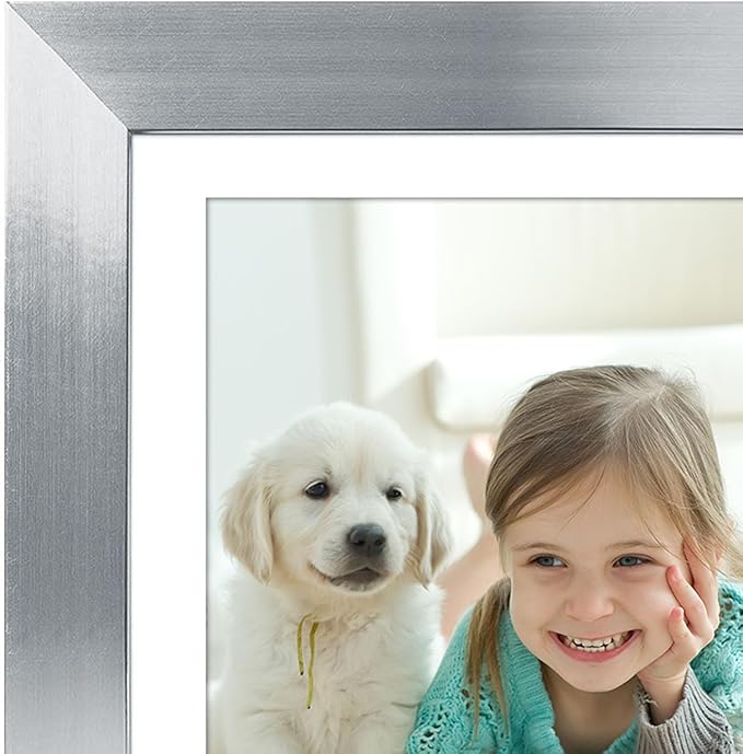 Americanflat 5x7 Picture Frame in Silver - Displays 4x6 With Mat and 5x7 Without Mat - Composite Wood with Polished Glass - Horizontal and Vertical Formats for Wall and Tabletop - Pack of 2