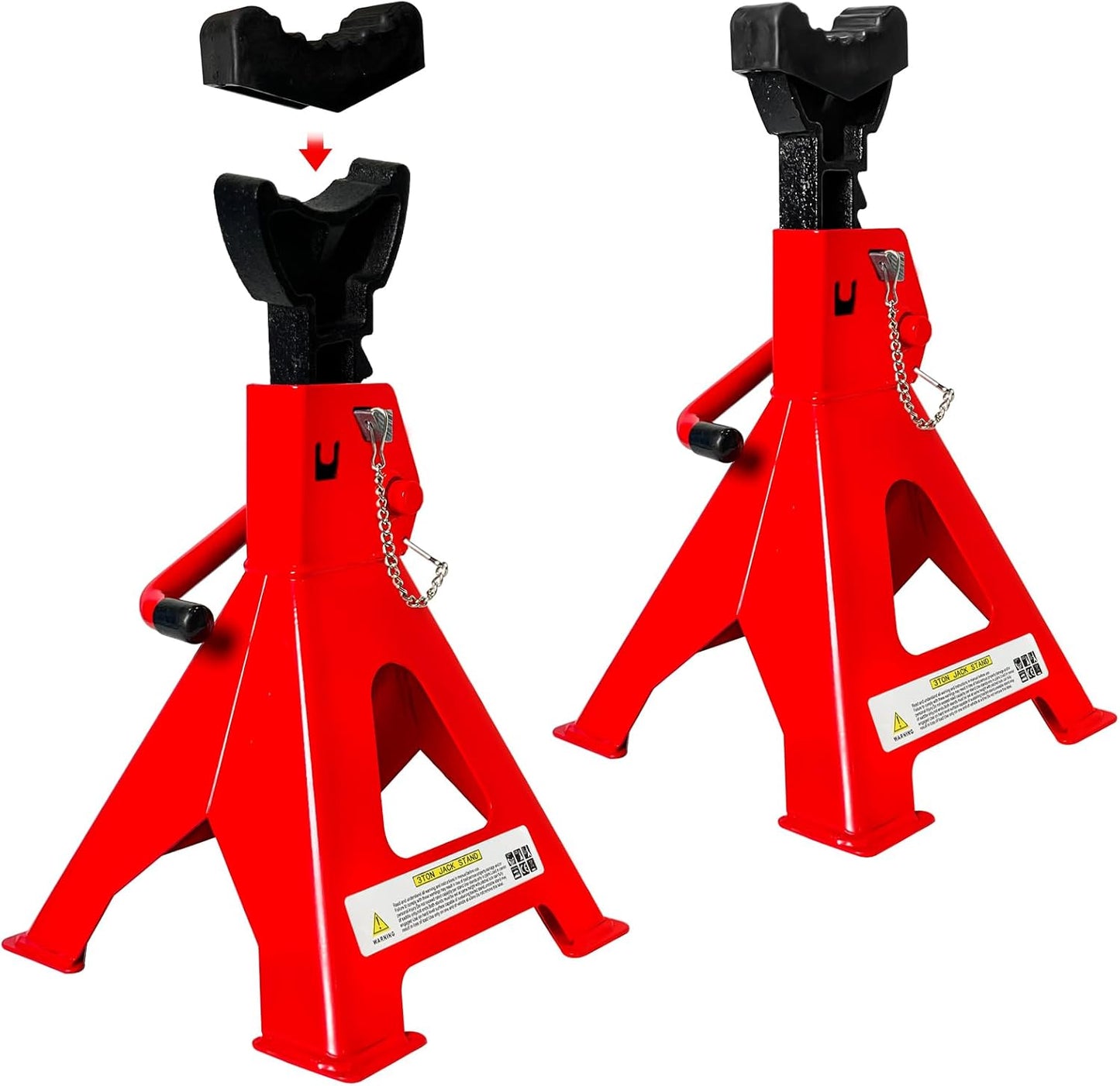 Jack Stands 3 Ton (6,600 LBs), 11.22"-16.54" Adjustable with Double Pin Locking for Reinforced Safety. Car Jack Stand with Extra Rubber Pads for Trucks, Home,Garage,Lifting,1 Pair Red
