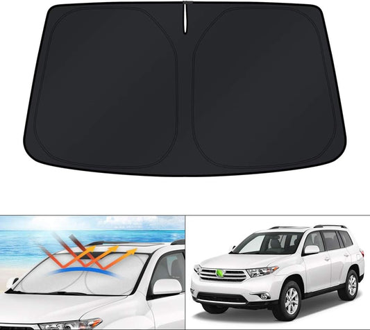 KUST Windshield Sun Shade for 2008-2013 Toyota Highlander Custom Fit Sunshade Foldable Sun Visor Protector Blocks UV Rays Keep Your Car Cooler