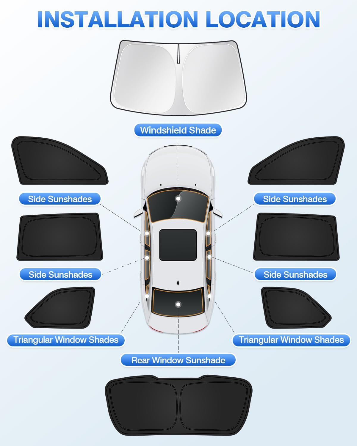 Windshield Sun Shade for 2022-2025 2026 Jeep Grand Cherokee Accessories Sunshade Side Rear Window Shade Cover Sun Visor Shield Privacy Protection Keep Vehicle Cool Black 8PCS