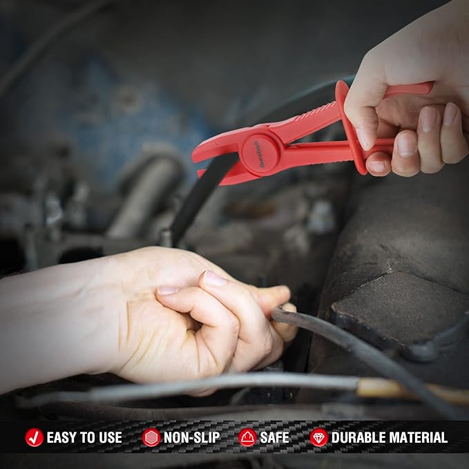 DURATECH 6-Piece Hose Clamp Set, Pinch Clamp Pliers for Flexible Hoses, Fuel, Gas, Brake & Radiator Lines
