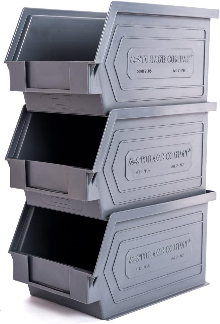 Storage Bins - drawer organizer Zeus 2PLZ - Ideal for Warehouses, Workshops and Assembly Lines, Screws and Tool Storage, Plastic Storage Bins, Green, 9.06" x 5.51" x 5.12", Pack x12