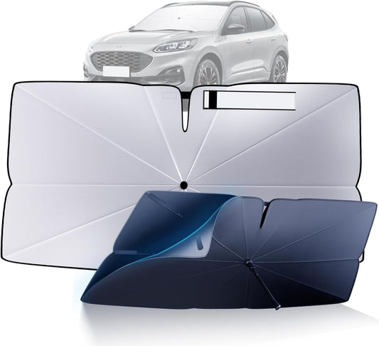 Windshield Sun Shade Umbrella for 2020-2025 Ford Escape Accessories: Custom Fit 240T Silver, Double Thickened, Foldable Sunshade Window Sun Visor, Ultimate 99% UV Blocking for S, SE, SEL, Titanium