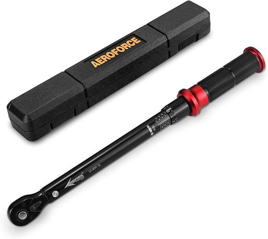 AEROFORCE 3/8-Inch Drive Torque Wrench（10-80 lb.ft / 13.6-108.8 Nm),72 Tooth Dual Direction Reversible Ratchet, Dual Range Scales, Precision Calibrated for Bike, Motorcycle and Car Repair