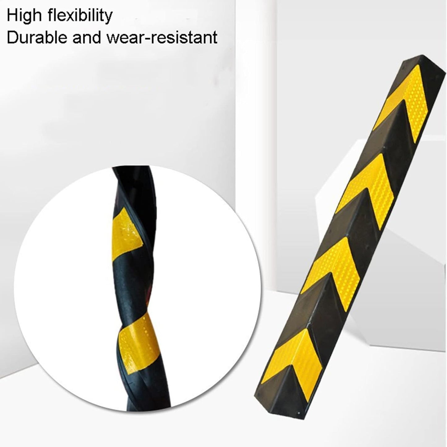 XPLKQXE Reflective Rubber Wall Corner Guard, Rubber Wall Protector Corner Protector, for Parking Protection Car Corner Guardrail Post (Color : Black+Yellow, Size : 4pcs)