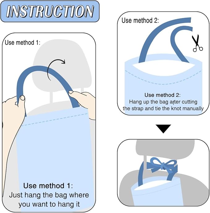 Car Trash Bag Hanging No Snap Small Garbage Bag for Car Back Seat Cute Printed One-handed Strap Trash Bags Car Accessories-Mushroom Car Trash Bags