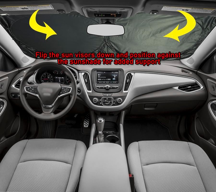 Gven Windshield Sun Shade Car Sun Shade Windshield Palm Tree Windshield Shade UV Protection Heat Reflective Sunshade Fits Small Sedans, Mini SUVs, Hatchbacks Car Accessories (Palm Tree, L)