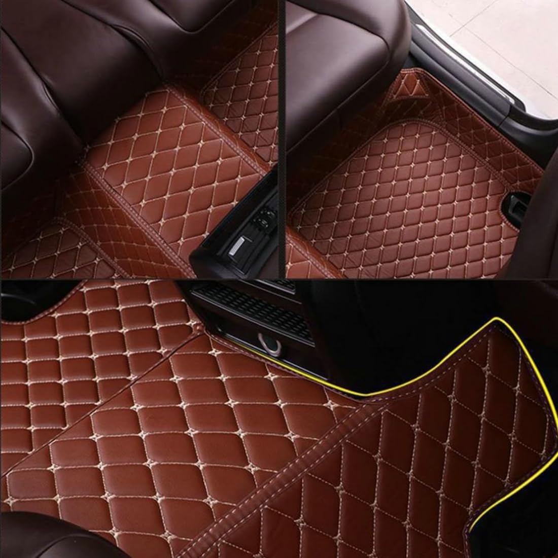 Custom Personalized Floor Mats for Cars，Luxury Full Coverage All Car Floor Mats，Anti-Slip Leather Car Mat Set ，Custom Floor Mats for 99% of Cars, Trucks & SUVs. (Purple and Red)