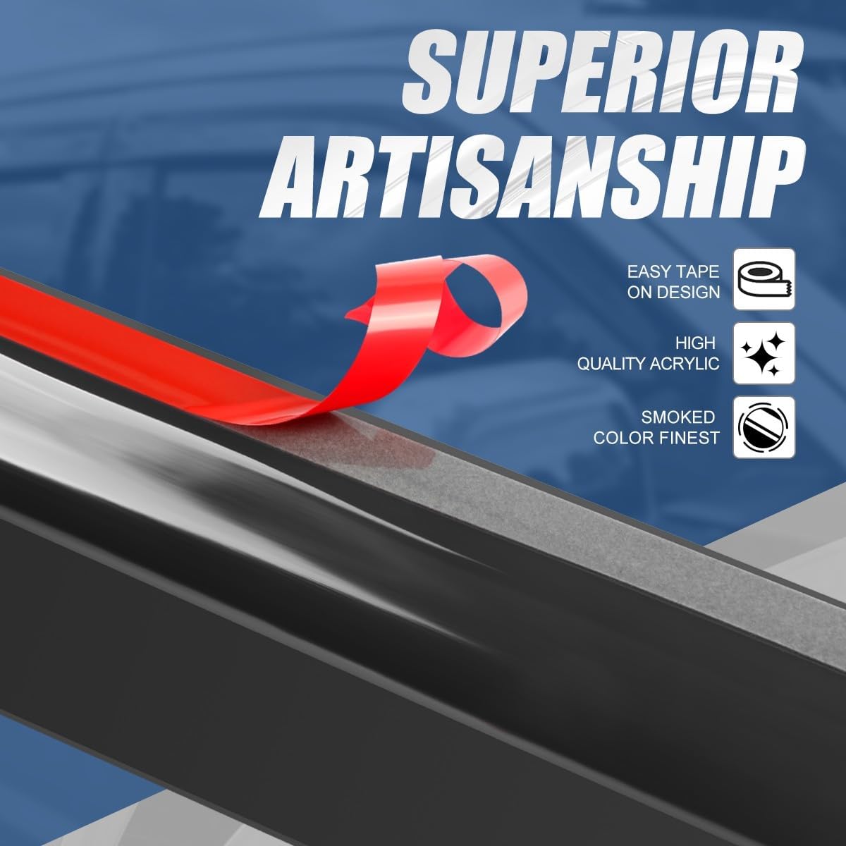 Auto Dynasty 4Pcs Carbon Fiber Pattern Window Visors Compatible with 2005 2006 2007 2008 2009 2010 Chrysler 300 Dodge Magnum, Tape-On Front & Rear Window Deflectors, Glossy Dark Smoke