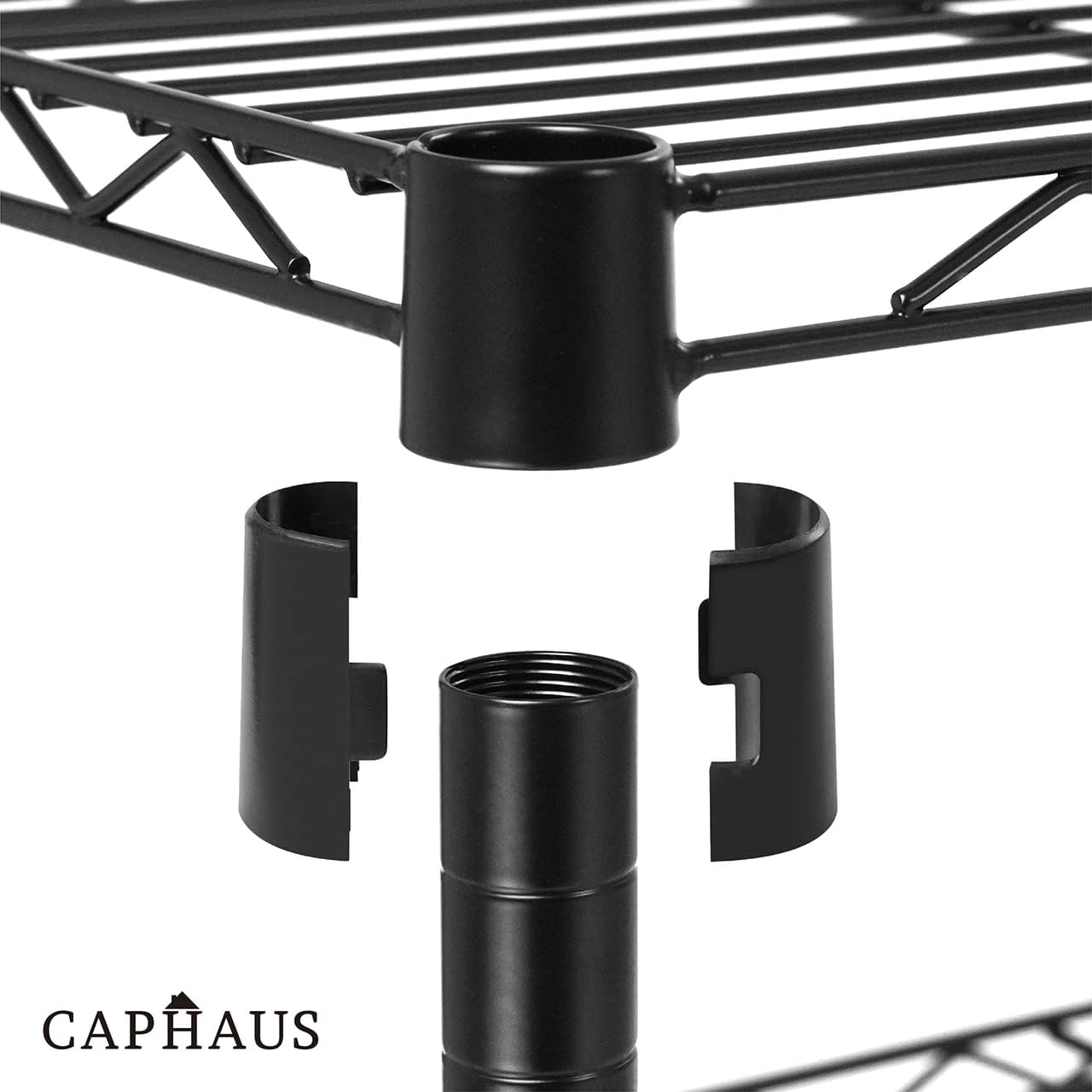 CAPHAUS 3/4/5-Tier Adjustable Height Wire Shelving Unit, Metal Steel Storage Shelve, Rack Shelving, Garage Shelving Storage Organizer, Utility Storage Shelf, 3-Tier Without Wheels, Black