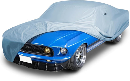 iCarCover Custom Car Cover Compatible with Mustang 1969-1973, Waterproof All-Weather Rain Snow UV Sun Protector Full Exterior Indoor Outdoor Car Covers, 1-Tone (Solid Gray)