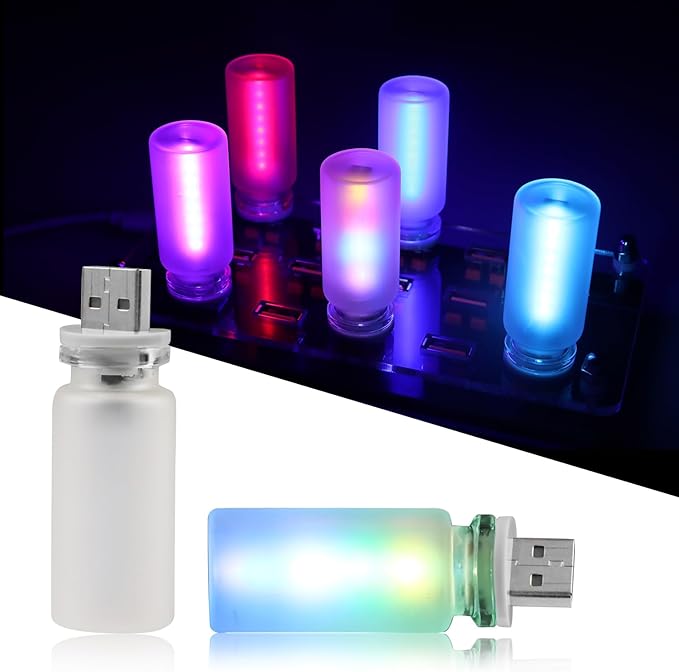 2 PCS USB Light for Car, Touch Control Mood Light with 7 Color Modes, Nightstand, Dimmable LED Light Strip for Car, Camping, Party – Portable, Low Power (Frosted)
