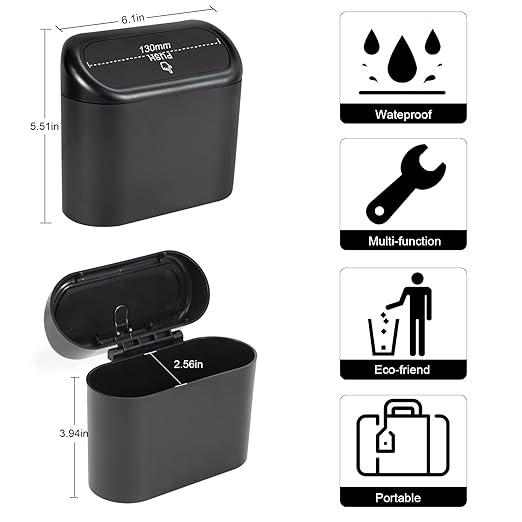 2 Packs Mini Car Trash Can Bin with Lid and 150pcs Trash Bags,Car Trash Can Bin,Car Garbage Trash Can Storage for Front Back Seat Accessories (2)??(1)