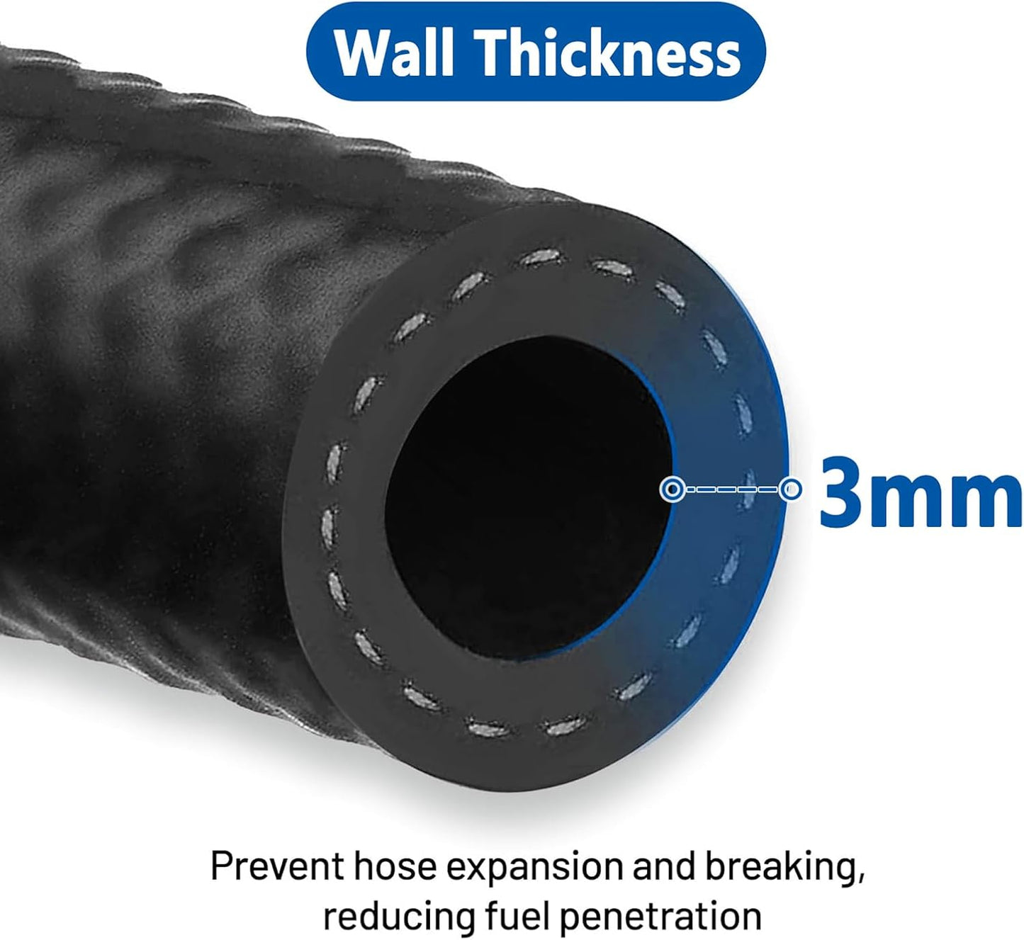LokoCar Rubber Fuel Hose Line Push Lock 3/16" ID SAE 30R7 NBR 25ft 300PSI Black