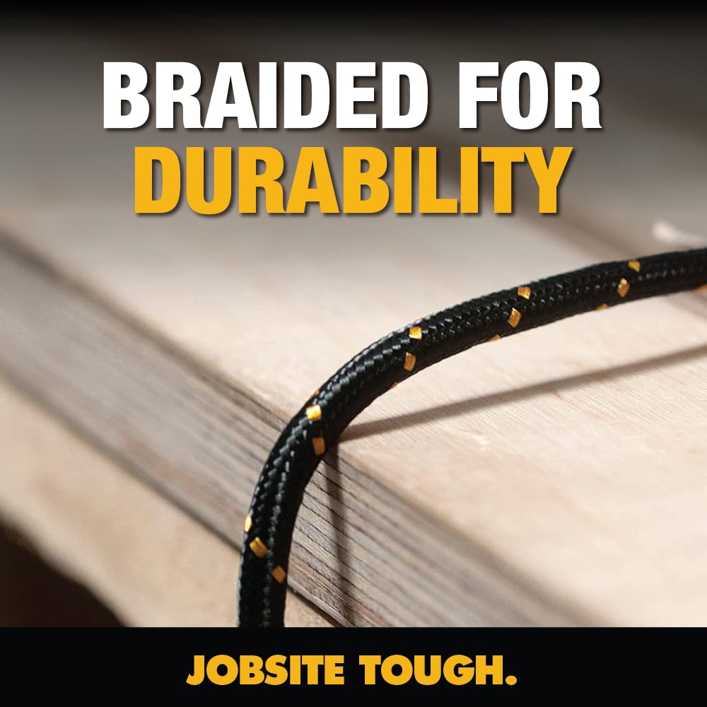 DEWALT Heavy Duty USB to Lightning Cable [Apple MFi Certified] Durable iPhone Charger, Lightning Cables, Fast Charging iPhone Charger Cord Compatible w/iPhones 14/13/12/11 Pro Max iPad AirPods, 10FT