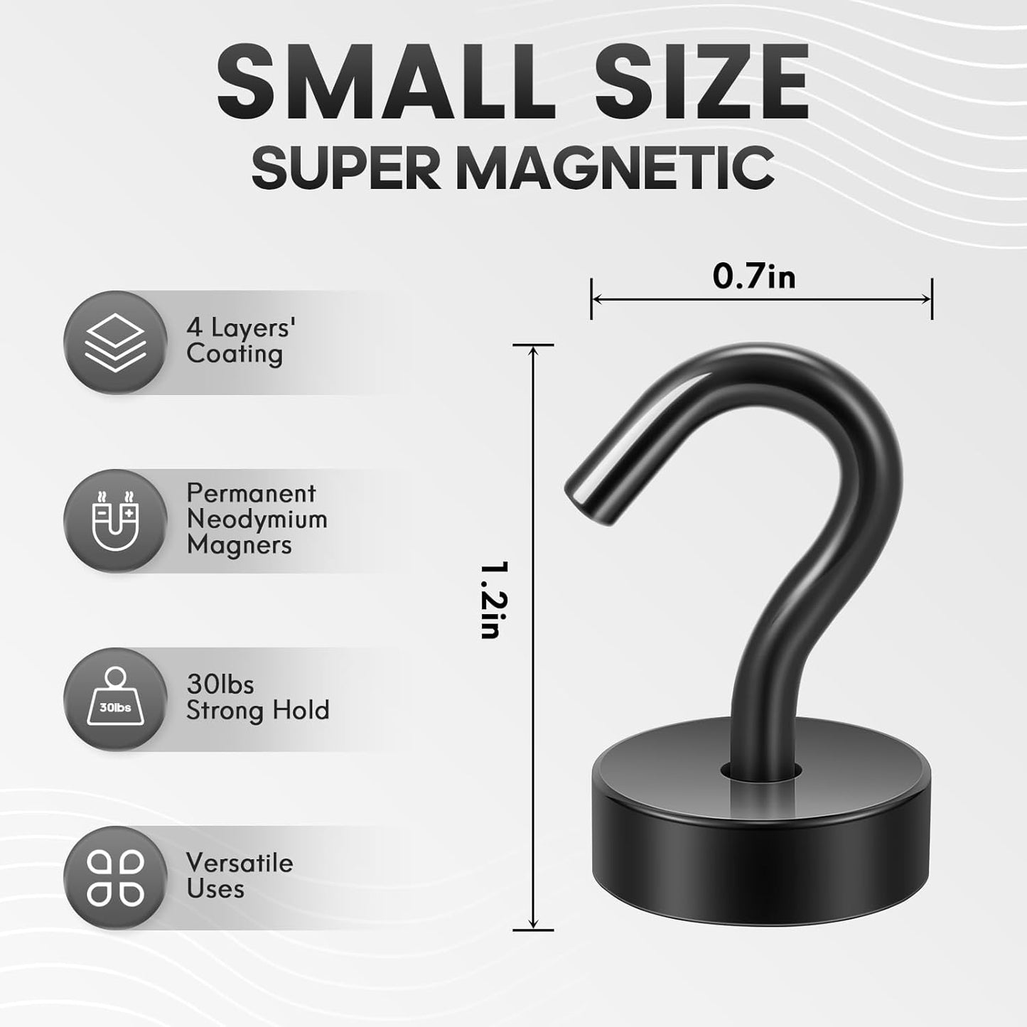 Neosmuk Magnetic Hooks, Cruise Ship Essentials, 30lb+ Heavy Duty Magnetic Hooks for Cruise Cabins, Refrigerator, Grill, Hanging, and Travel | Extra Strong Must-Haves Magnet Hook,Black,Pack of 10