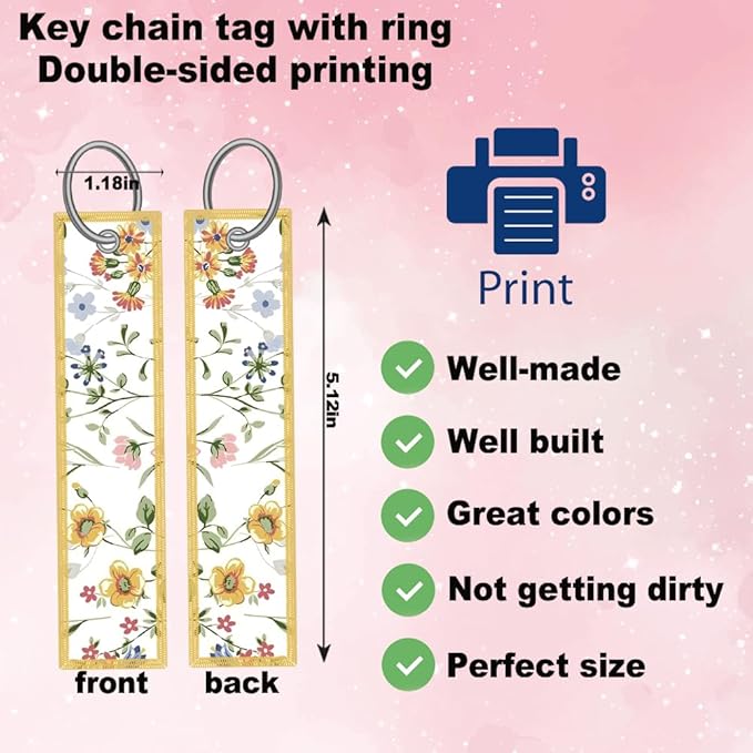 1pcs Wild Flowers Floral License Plate Frame for Women,White Nature Plant car Decorative tag Frames Girly,White Floral License Plate Cover Holder for Vehicle with Double Sided car Keychain tag