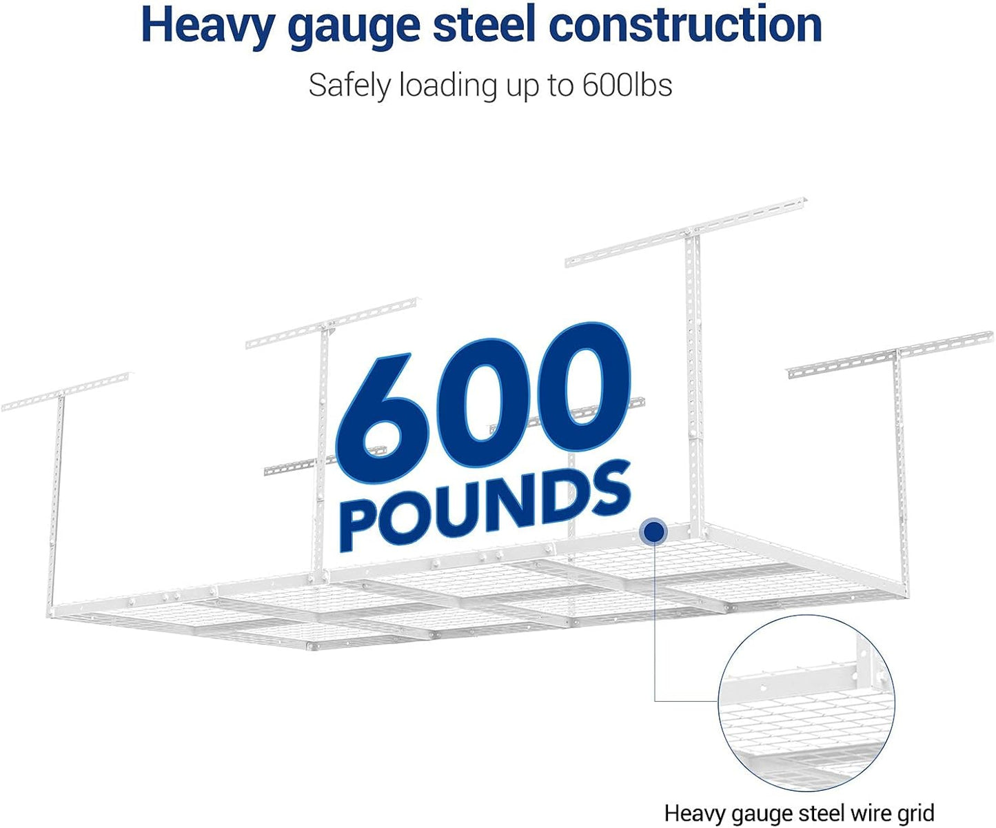 FLEXIMOUNTS 3x8 Overhead Garage Storage Rack,Adjustable Storage Organization System,Heavy Duty Metal Garage Ceiling Storage Racks,2 pack,White