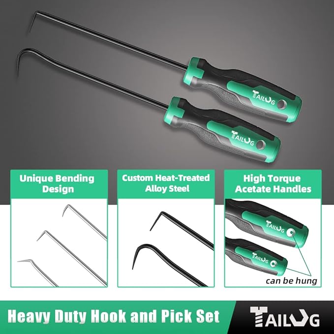 10 In 1 Heavy Duty Hook and Pick Set,9Pcs Precision Scraper Gasket Scraping Hose Removal Puller Hook,Car Auto Oil Seal/O-Ring Seal Gasket Pick Hook Puller Remover, Electronics Hand Tool Set