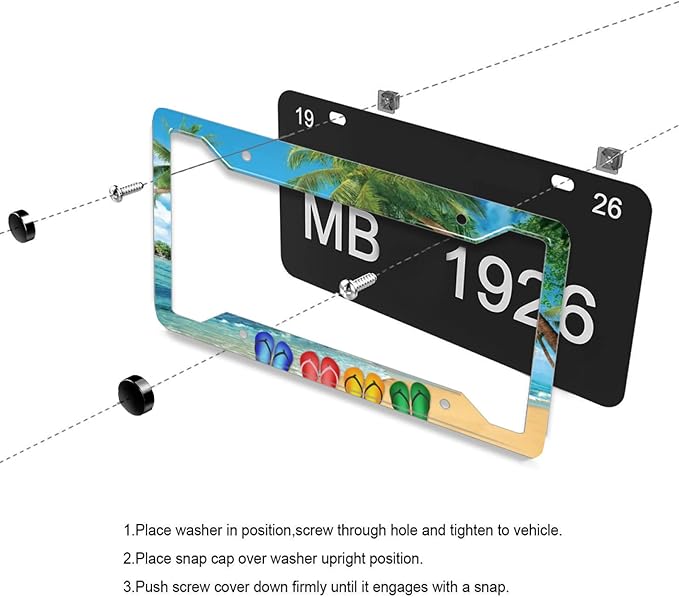 Hawaii Beach Flip Flops License Plate Frame Palm Tree 2Pcs for Car Decorative Parts License Plate for Standard Us Canada License Plate Holder 12x6 Inch