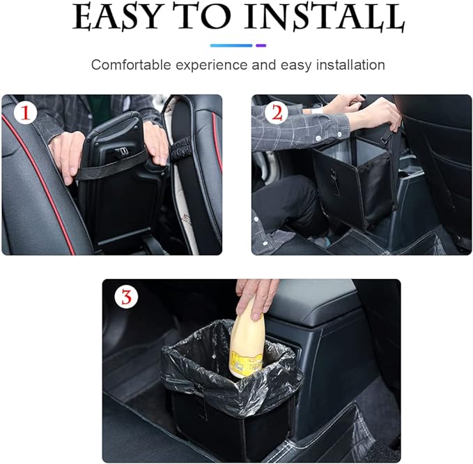 Fekey&JF Foldable Car Trash Can, Hanging Waterproof Leakproof Trash Can Storage Bag for Car with Large Capacity, Car Interior Accessories (Small)