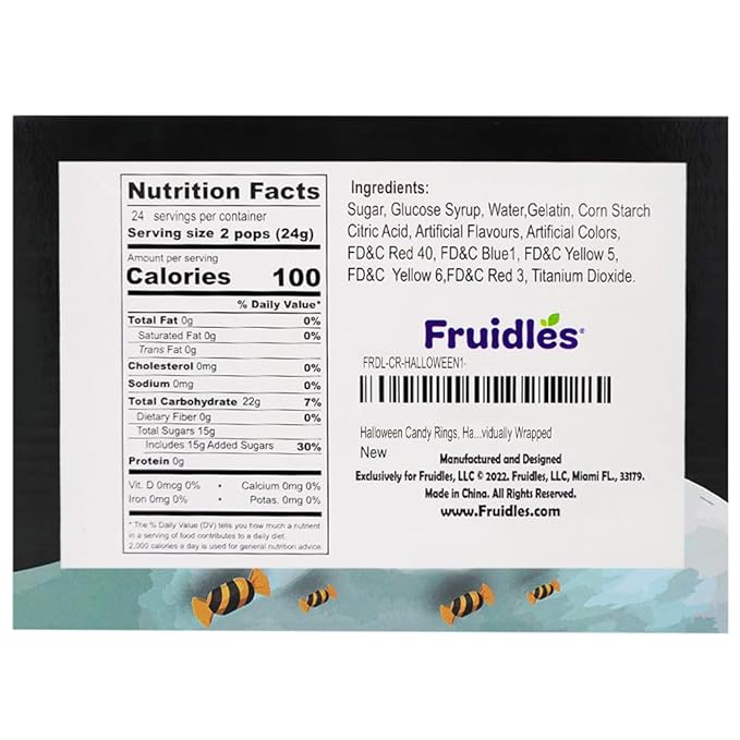 Fruidles Halloween Candy Rings, Hard Candy, Individually Wrapped (12-Pack)
