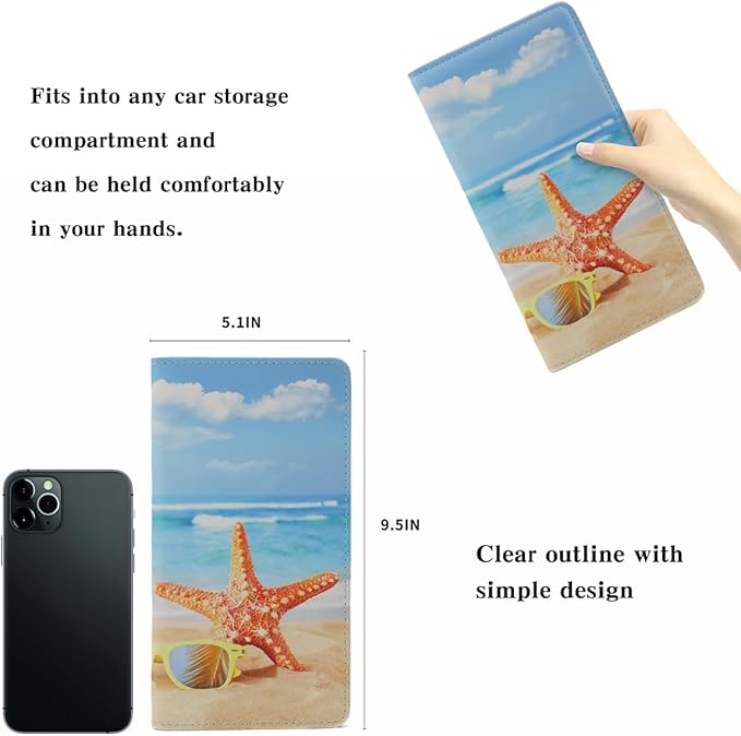 Leather Car Registration and Insurance Card Holder, Car Document Holder for Cards License with Magnetic Shut(Blue)