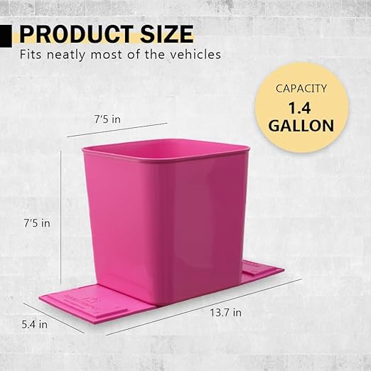 Car Trash Can for Vehicles Leakproof Compact Garbage Bin w/ Stability Flap, Anti-Slip Base, Portable Trash Holder for Cars, Trucks, SUVs, Minivans Compact, Easy to Clean Auto Container Organizer Pink