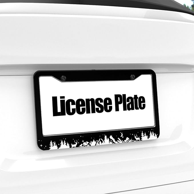 Mountains License Plate Frame - 1 Pack Personalized Aluminum Car License Plate Cover Mountains License Plate Holder Universal US-Canada 2 Hole Auto Car Tag for Women/Men