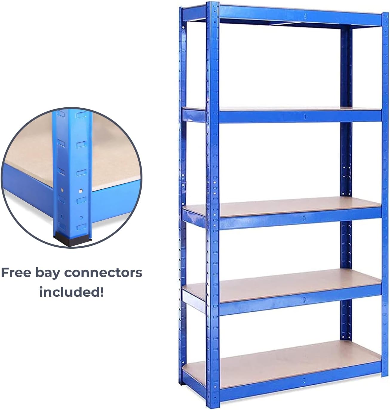G-Rack | 5 Tier Garage Shelving Units | Metal Shelving Storage | Heavy-Duty Organization Racks | Adjustable Shelves | 2000LB Capacity | Ideal for Workshop, Shed, Office - 59D x 30W x 12H (Blue)
