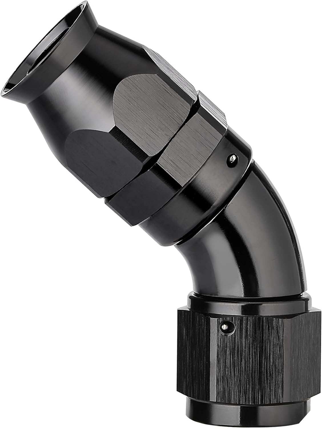 EVIL ENERGY 8AN 45 Degree PTFE One Piece Full Flow End Hose Fitting Aluminum Black